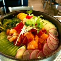 Poke Don Bowl · Mix veggie, seaweed salad, spicy variety of fish over sushi rice.