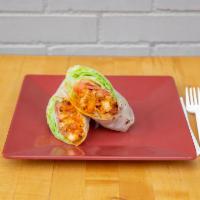The Blazin Buffalo Wrap · Toasted. Crispy chicken pieces tossed in Buffalo sauce with lettuce, tomato and blue cheese ...