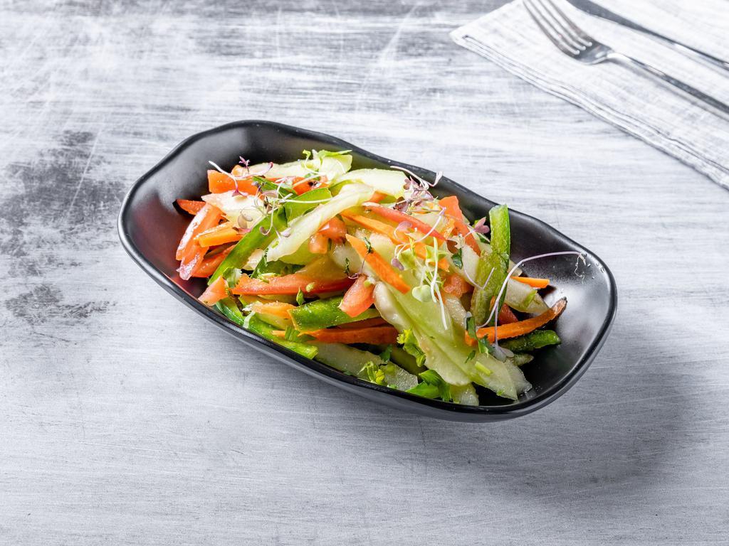 Kachumber Salad · Julienne of cucumbers, tomatoes, carrots, onions, coriander and fresh lime juice. 