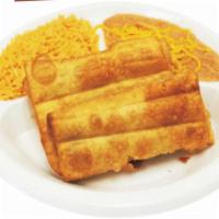 2 Mini Chimis  · Chicken of Beef
Include Rice and Beans 
Free 16 oz drink