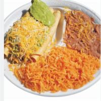 4 Roll Tacos · Include Rice, Beans,Chesse,Guac Beef or Chicken & 16oz drink 