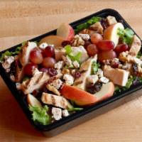 Nutty Mixed-Up Salad · Grilled, 100% antibiotic-free chicken breast, organic field greens, grapes, feta, cranberry-...
