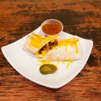 Breakfast Burritos with Salsa, option to add bacon  · Burritos come with eggs, potato, cheese and bacon, or without bacon, salsa on the side.  Ple...
