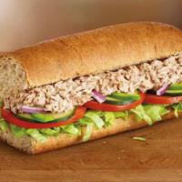 1. Tuna Sandwich · Albacore tuna salad, lettuce, tomato, cucumber, onions and pickles.