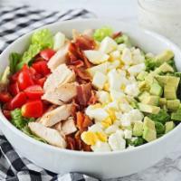 Cobb Salad · Lettuce, tomato, onion, ham, bacon, hard boiled egg, feta cheese and avocado.