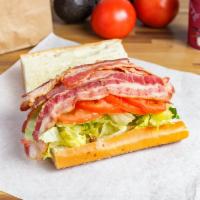 Toasted Large BLT Sandwich (10 inch) · Bacon, lettuce, tomato, mayo.