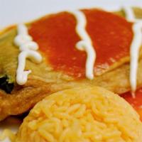 Chile Poblano · A Chile Poblano pepper stuffed with chihuahua cheese, pintado with salsa Frida, sour cream, ...