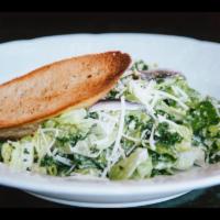 Caesar Salad · White anchovies, romaine, Parmesan, croutons, house-made Caesar. Add protein for an addition...