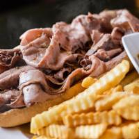 Chicago Beef Sandwich · Comes on a hoagie roll. Served with fries.