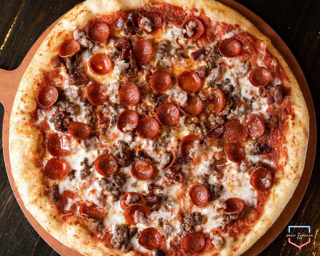 BYO Great American Pub Pizza · Build your own pizza. Choose from 3 free toppings.