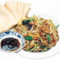 22. Moo Shu with Chicken · Served with 5 thin homemade pancakes and hoisin sauce. 