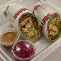 Chicken Avocado Chipotle Wrap · Fresh grilled chicken, mixed greens, tomato, red onions, avocado, chipotle sauce.