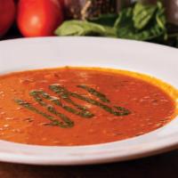Tomato Basil Soup · Roasted Roma tomatoes and fresh basil, simmered in a creamy tomato bisque. 
