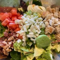 Best Cobb Salad · Mixed greens, honey glazed chicken breast, bacon, fennel, avocado, boiled eggs, tomatoes, cr...