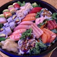 GTO Party Tray · 52 pieces. 3 tuna sashimi, 3 salmon sashimi, 3 white tuna sashimi, 3 yellowtail Sashimi, 2 t...
