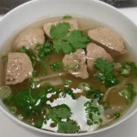 K2. Kid Pho with Meatball  · Kid size noodle soup bowl with meatballs.