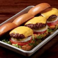 Paul's Sliders · Three 2 oz. burgers, government cheese, pickles, onion, tomatoes, lettuce, and Paul's signat...