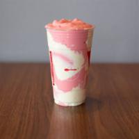 Strawberry Cheesecake · Freshly blended Strawberry Smoothie surrounded in our Camo cheesecake Brûlée