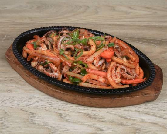 Stir-Fried Baby Octopus 쭈꾸미볶음 · Stir-fried baby octopus and mixed vegetables, noodles with spicy sauce.