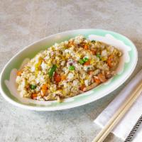 Seafood Fried Rice 해물볶음밥 · Fried rice with mixed seafood and egg.
