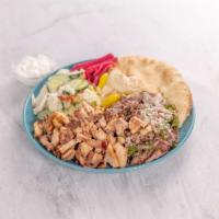 Mixed Shawerma Plate · Chicken and beef served with french fries or rice, salad, hummus, garlic sauce, pickles and ...