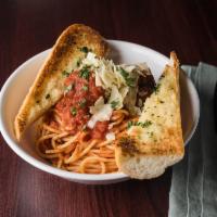 Spaghetti & Meatballs · Traditional spaghetti with marinara sauce served with homemade meatballs
from the family rec...