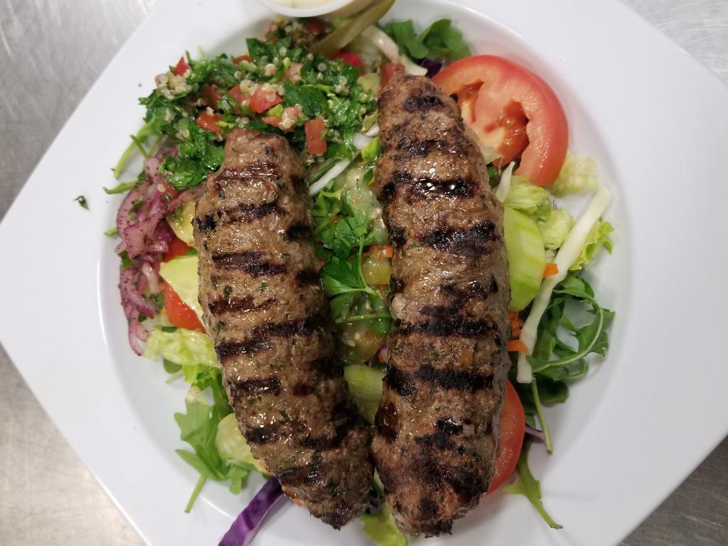 KAFTA Kabab Bowl (2)  · A ground Beef and Lamb mix with herbs and spices ,char broiled on open fire . 
