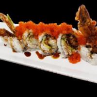 Spider Roll  · Cooked. Fried sot shell crab, avocado, cucumber,and fish egg on top..