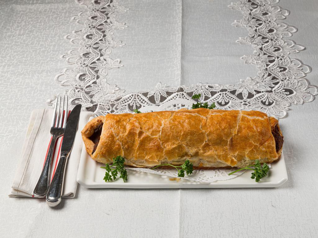 Chicken Strudel · Sold cold unless specified.