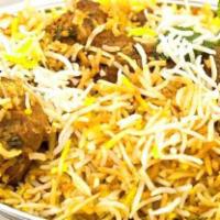 Lamb Biryani Boneless · Boneless Lamb meat marinated flavored with spices cooked with basmati rice. It is served wit...