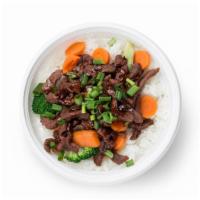 Angus Beef Regular Bowl · 5 ounces of teriyaki flavored angus beef served over your choice of brown or white  rice and...