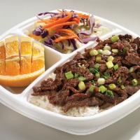Angus Beef Plate · 7 oz. of teriyaki flavored Angus beef served over your choice of brown or white rice and or ...