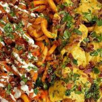Colossal Fry Platter · Fry platter includes: 1/2 Dirty Fries (cheese, bacon crumbles), 1/2 Grumpy Fries (buffalo, r...