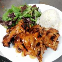 Island Style Charbroiled Teriyaki Chicken · A classic! Tender boneless skinless chicken thighs grilled and glazed with our homemade teri...