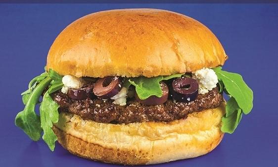 Greek Specialty Burger · 1/4 pound prime Angus patty, feta cheese, tzatziki sauce, arugula and Kalamata olives.