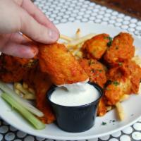 Jumbo Wings and Fries · Juicy chicken wings, buffalo or spicy BBQ sauce, fries, carrot and celery sticks, ranch or b...