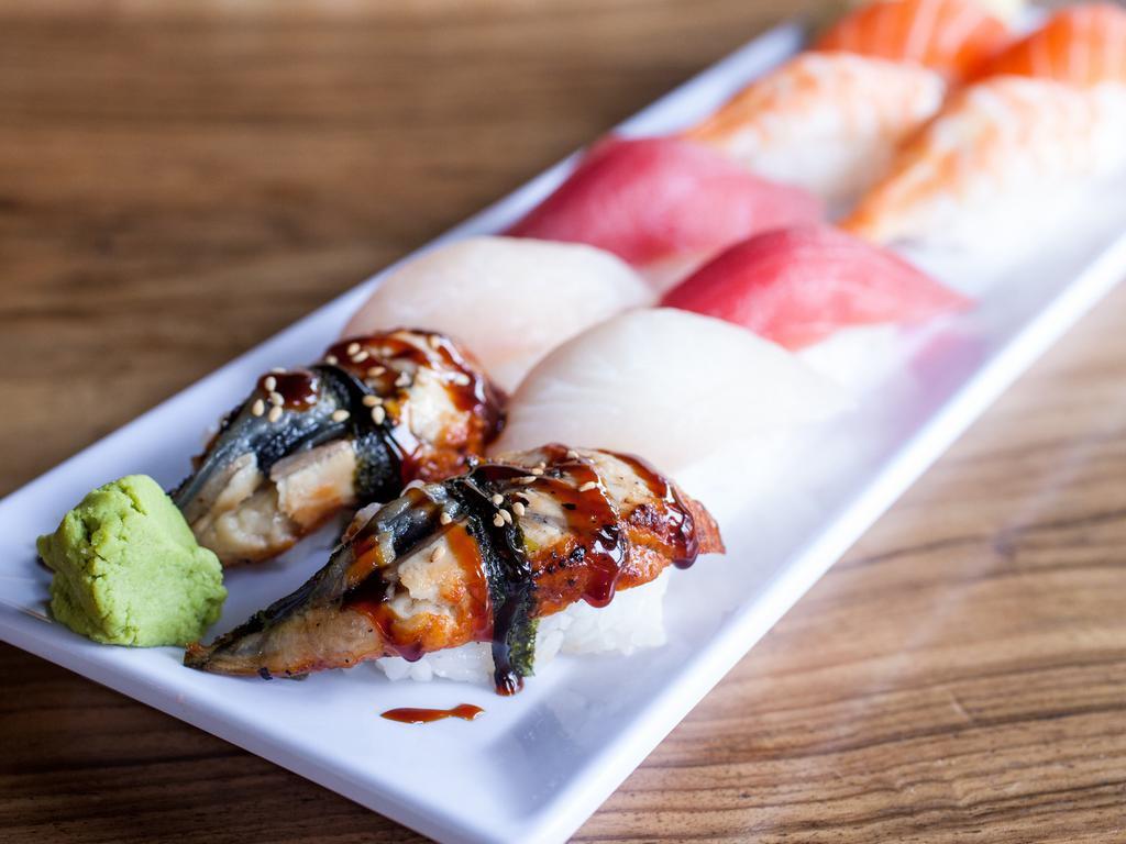 Sushi Special Combo · Raw. 10 pieces of assorted nigiri: tuna, salmon, eel, shrimp and red snapper.