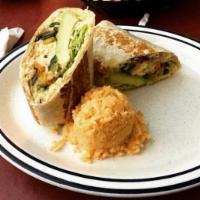 Burrito Dinner · Burrito with your choice of meat, lettuce, cheese, & sour cream. A side of rice & beans is i...
