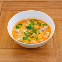Tom Kha Soup · Coconut milk soup with mushroom, lemongrass, kaffir lime leaf and galangal. Spicy.