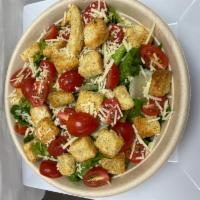 Classic Caesar Salad · Romaine lettuce, garlic croutons and Parmigiano cheese. Try with low fat Caesar dressing. Ve...