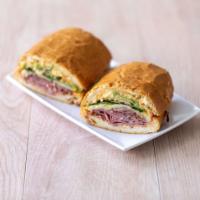 Ami-Cado Sandwich · Pastrami, salami, avocado, pepper jack cheese, Lou's special sauce on a soft and sweet roll....