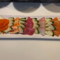 Appetizer Sashimi · 15 pieces or more. Salmon, tuna, red snapper and ebi masago. Customer pick only salmon or tu...