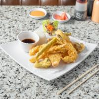 3. Six Piece Shrimp and Vegetable Udon · Wheat noodle soup with shrimp and vegetables.