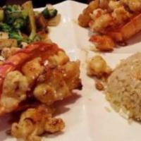 Teriyaki Lobster (2 pcs)  · Grilled lobster with mixed vegetables. Served with Clear Soup, Ginger Salad, and Rice.