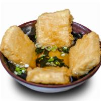 Agedashi Tofu · Fried silken tofu with broth.