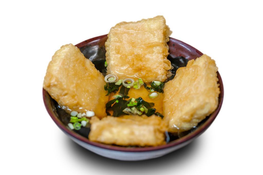 Agedashi Tofu · Fried silken tofu with broth.