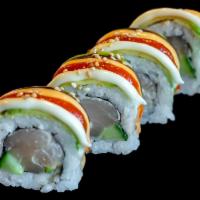 Four Seasons Roll · Spicy albacore, cucumber, topped with avocado