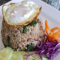 F2. Basil Fried Rice · Choice of meat, egg, garlic and basil.