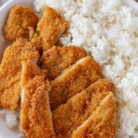 145. Chicken Katsu · Lightly battered, fried in soybean oil. Served with choice of side and rice.