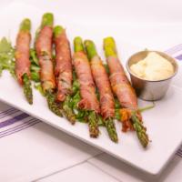Grilled Asparagus · Wrapped in bacon with a touch of truffle oil
